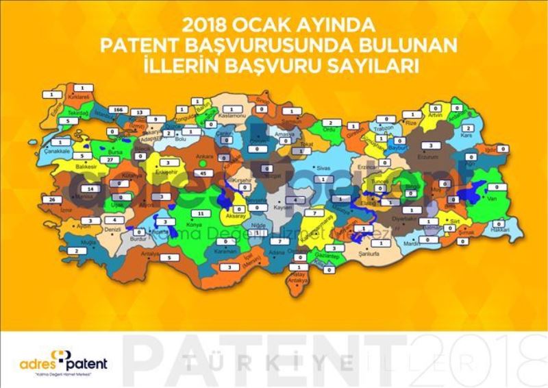 Türkiye patent haritası 2018 Ocak dönemi açıklandı