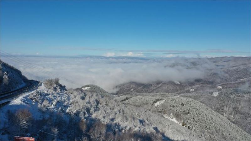 Karla kaplı Bolu Dağı´nın havadan görüntüsü büyüledi