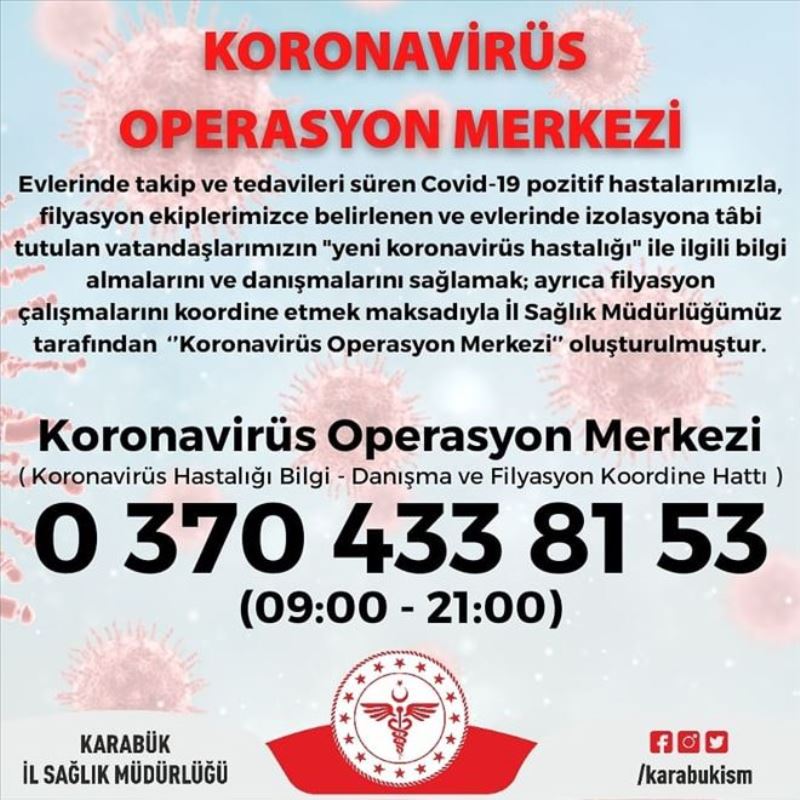 Karabük´te ‘Korona Virüs Operasyon Merkezi´ kuruldu